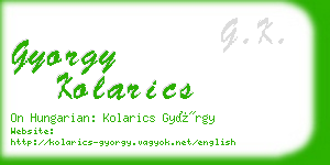 gyorgy kolarics business card